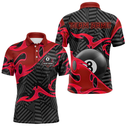 Maxcorners Personalized Red And Black 8 Ball Billiards Pool Shirts For Men Custom Billiard Team Jerseys LM2206