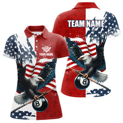 Maxcorners Personalized American Flag Eagle Men Billiard Shirt Custom Patriotic 8 Ball Pool Team Jersey |Red LM1307