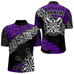 Maxcorners Custom Darts Shirts For Men And Women Personalized Zig-Zag Pattern Dart Jerseys, Cool Dart Shirts |Blue