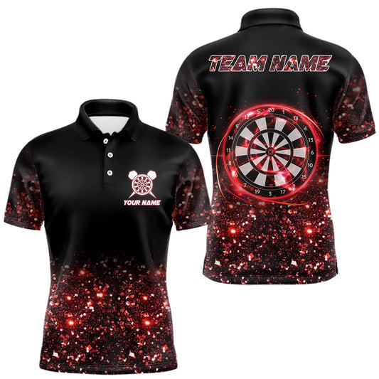 Maxcorners Black And Red Custom Light Darts Polo & Quarter Zip For Men, Darts Jersey Team Outfit LM2602