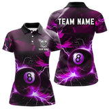 Maxcorners Purple 8 Ball Pool Thunder Lightning Billiard Shirt For Men Custom Billiard League Team Jerseys LM1307