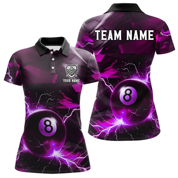 Maxcorners Purple 8 Ball Pool Thunder Lightning Billiard Shirt For Men Custom Billiard League Team Jerseys LM1307