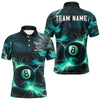 Maxcorners Turquoise 8 Ball Pool Thunder Lightning Billiard Shirt For Men Custom Billiard League Team Jerseys LM1307