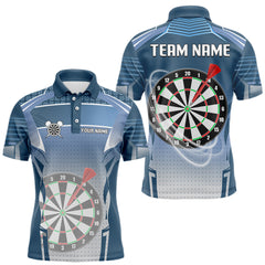 Maxcorners Blue Dartboard Lights Custom Darts Polo & Quarter Zip For Men, Personalized 3D Darts Team Jersey LM1812