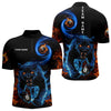 Maxcorners Personalized Orange And Blue Flaming 3D Panther Billiard Shirts For Men And Women, Cool Team Billiard Jerseys