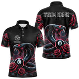Maxcorners Personalized Rose 8 Ball Pool Cobra Snake Billiard Shirts For Men, Billiard Jerseys Polo & 1/4 Zip LM133 