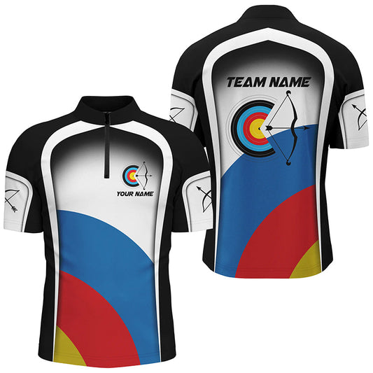 Maxcorners Personalized Colorful Target Archery Shirts For Men, Archery Tournament Jerseys For Team Archers