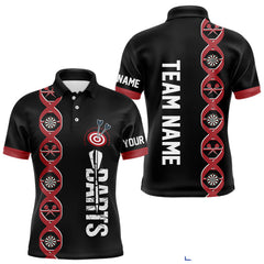 Maxcorners Personalized DNA Darts Shirt For Men Custom Black And Red Funny Darts Jersey Team Polo & 1/4 Zip LM1812