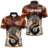 Maxcorners Lightning Thunder Tiger Custom Orange 8 Ball Pool Shirts For Men, Billiard Team League Jerseys TU1509