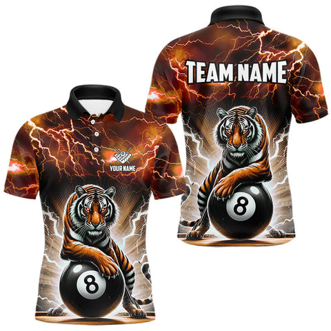 Maxcorners Lightning Thunder Tiger Custom Orange 8 Ball Pool Shirts For Men, Billiard Team League Jerseys TU1509