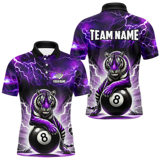 Maxcorners Lightning Thunder Tiger Custom Purple 8 Ball Pool Shirts For Men, Billiard Team League Jerseys