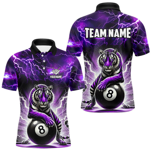 Maxcorners Lightning Thunder Tiger Custom Purple 8 Ball Pool Shirts For Men, Billiard Team League Jerseys TU1509