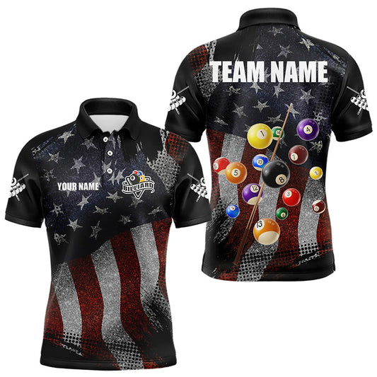 Maxcorners Retro American Flag Patriotic Billiard Shirts For Men Custom 3D Billiard Balls Pool Team Jerseys