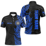 Maxcorners Personalized Black And Blue Tribal Darts Polo & Quarter Zip Custom Dart Shirts For Men Dart Jersey TU1509