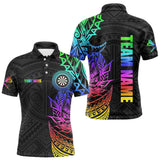 Maxcorners Personalized Rainbow Tribal Darts Polo & Quarter Zip Custom Darts Shirt For Men Darts Team Jersey TU1509