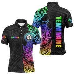 Maxcorners Personalized Rainbow Tribal Darts Polo & Quarter Zip Custom Darts Shirt For Men Darts Team Jersey TU1509