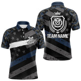 Maxcorners Blue Camo American Flag Darts Jersey For Men Custom Grunge Darts Shirt Team Polo & Quarter Zip LM1610