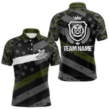 Maxcorners Green Military Camo US Flag Darts Jersey For Men Custom Grunge Darts Shirt Team Polo & Quarter Zip LM1610