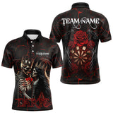 Maxcorners Personalized Skeleton Couple And Roses Gothic Darts Shirt For Men Custom Dart Jersey Outfit|Red LM1610