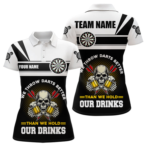Maxcorners We Throw Darts Better Skull Beer Funny Darts Shirts Custom Drinking Darts Team Jerseys