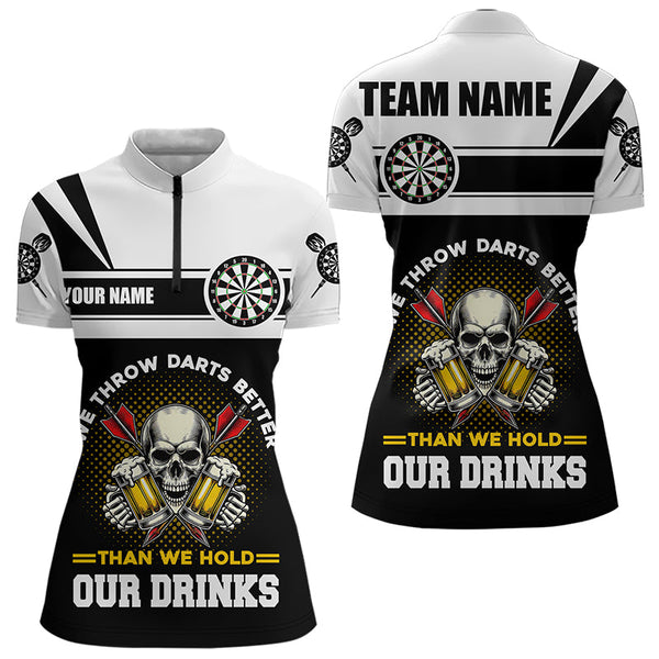 Maxcorners We Throw Darts Better Skull Beer Funny Darts Shirts Custom Drinking Darts Team Jerseys