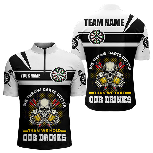 Maxcorners We Throw Darts Better Skull Beer Funny Darts Shirts Custom Drinking Darts Team Jerseys