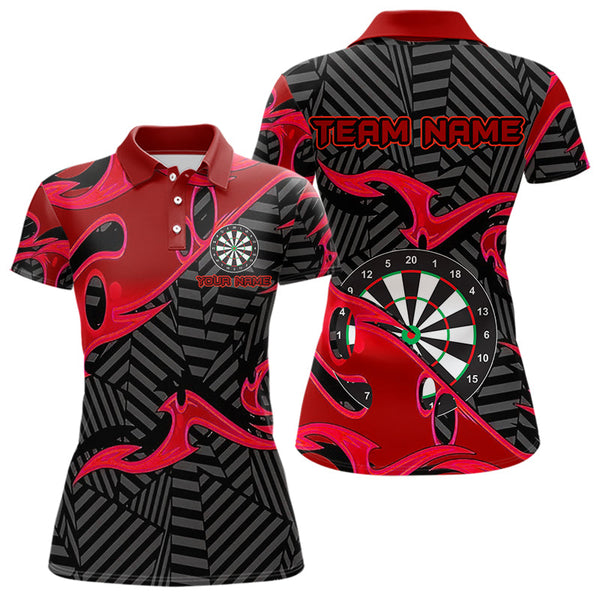 Maxcorners Personalized Black And Red Darts Polo & Quarter Zip Custom Dart Shirts For Men Darts Team Jerseys