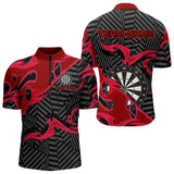 Maxcorners Personalized Black And Red Darts Polo & Quarter Zip Custom Dart Shirts For Men Darts Team Jerseys