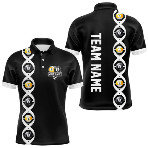 Maxcorners DNA Billiard 8 Ball & 9 Ball Shirts For Men Custom Funny Pool Jerseys Team Polo & 1/4 Zip |White TU1407