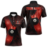 Maxcorners Personalized Red 8 Ball Pool Crown Hexagon Billiard Shirt For Men, Billiard League Team Jersey MT1810