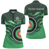 Maxcorners Personalized Green Archery Target Flame Men Polo & 1/4 Zip Shirts, Archery Shirts For Team Jerseys