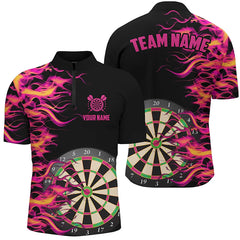 Maxcorners Pink Fire Flame Dart Shirt With Pocket For Men And Women Custom Dart Jerseys