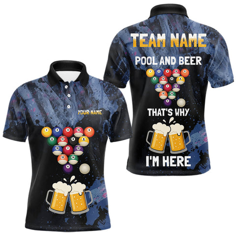 Maxcorners Pool And Beer That's Why I'm Here Billiard Shirt For Men Custom Funny Billiard Team Jersey LM1610