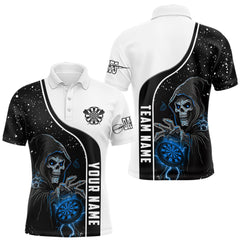 Maxcorners Blue Grim Reaper Darts Men Polo & Quarter-Zip Custom Darts Shirts For Team Darts Jerseys LM1812