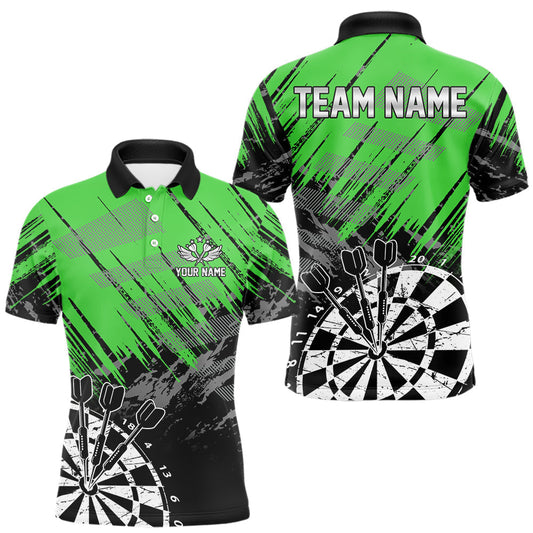 Maxcorners Green Black Grunge Dart Shirts For Men Custom Dart Jersey With Pocket Option LM1904