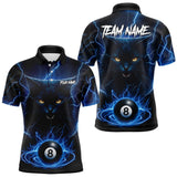 Maxcorners Blue 8 Ball Thunder Lightning Cat Billiard Shirt For Men Custom Pool Team Jersey Polo & 1/4 Zip MT1810