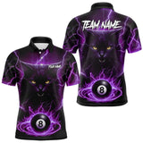 Maxcorners Purple 8 Ball Thunder Lightning Cat Billiard Shirt For Men Custom Pool Team Jersey Polo & 1/4 Zip MT1810