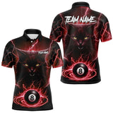 Maxcorners Red 8 Ball Thunder Lightning Cat Billiard Shirt For Men Custom Pool Team Jersey Polo & 1/4 Zip MT1810