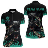 Maxcorners Personalized Grunge Turquoise 3D Panther Dart Shirts Polo & 1/4 Zip For Men Custom Cool Dart Jersey