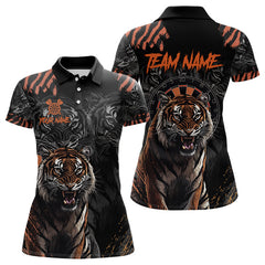 Maxcorners Black And Orange Custom Tiger Darts Polo & Quarter Zip, Dart Shirts For Women Team Dart Jerseys