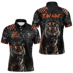 Maxcorners Black And Orange Custom Tiger Darts Polo & Quarter Zip, Dart Shirts For Women Team Dart Jerseys