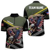 Maxcorners Shot In Hand Pride In Heart Custom Eagle Us Flag Green Men Billiard Shirt Army Billiard Team Jersey