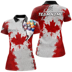 Maxcorners Canadian Leaf Billiard Balls Pool Billiard Jersey Customized Name, Team Name 3D Polo Shirt