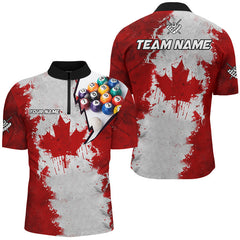 Maxcorners Canadian Leaf Billiard Balls Pool Billiard Jersey Customized Name, Team Name 3D Polo Shirt