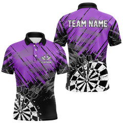 Maxcorners Purple Grunge Darts Shirts For Men Custom Darts Jerseys With Pocket Option MT2009
