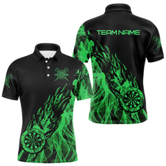Maxcorners Black And Green Flame Fire Darts Polo & Quarter Zip Custom Dart Shirt For Men Dart Jerseys MT2009