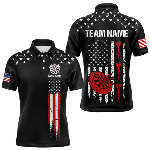 Maxcorners Personalized American Flag Darts Jersey For Men Custom Patriotic Darts Team Polo & 1/4 Zip Shirt LM3010