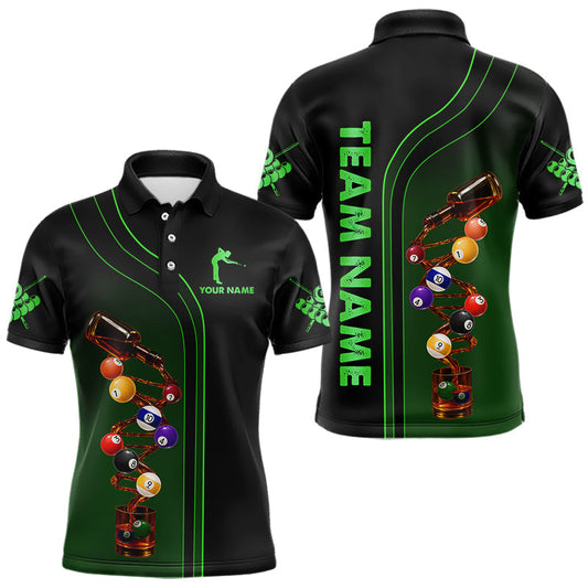 Maxcorners Funny DNA Wine Billiard Shirt For Men Custom Pool Team Shirts, Billiard Jersey Polo & Zip |Green
