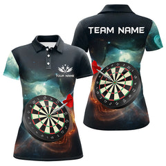 Maxcorners Personalized 3D Darts Board Galaxy Universe Men Darts Polo Shirts Custom Darts Team Jerseys