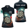 Maxcorners Personalized 3D Darts Board Galaxy Universe Men Darts Polo Shirts Custom Darts Team Jerseys